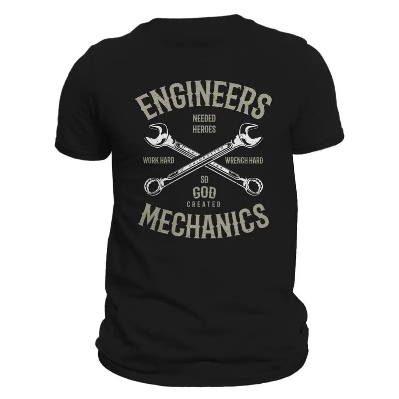 Engineers Needed Heroes So God Created Mechanics Men's T-Shirt Casual Classic Hoodie, Sweatshirt | GrindPrints.com