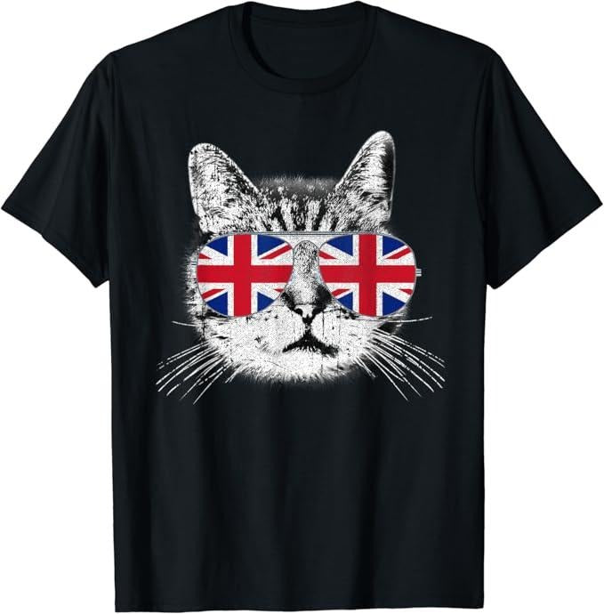 England Shirts, Cat Sunglasses Gift T-Shirt Cotton Fashion Casual Classic Hoodie, Sweatshirt | GrindPrints.com