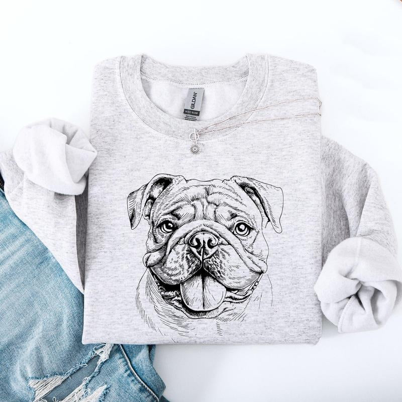 English Bulldog, Pet, Dog Breed Sweatshirt, Crew Neck, Women's, Crewneck T-Shirts, Hoodie | GrindPrints.com