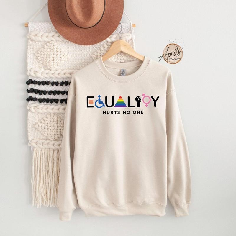 Equality Hurts No One Sweatshirt, Equal Rights Hoodie, LGBTQ t-shirt, Rainbow Hoodie, Human Rights Shirt, Social Justice...