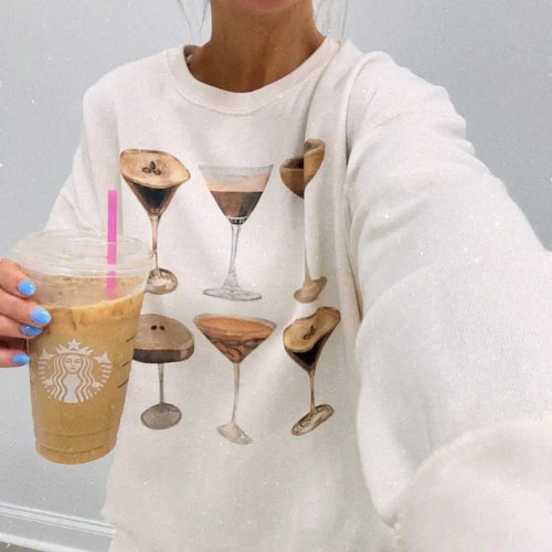 'Espresso Martini' Crewneck Sweatshirt Comfort Cocktail Womenswear T-Shirts, Hoodie | GrindPrints.com