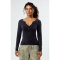 Est. PAC 1980 Women's Ashlee Washed Notched Henley Long Sleeve Top T-Shirts, Hoodie, Sweatshirt | GrindPrints.com