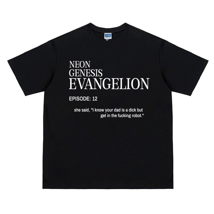 Eva "Genesis Episode 12" Vintage Oversized Tee Anime T-shirt 100% Cotton Original Design Men's Top Streetwear Casual...