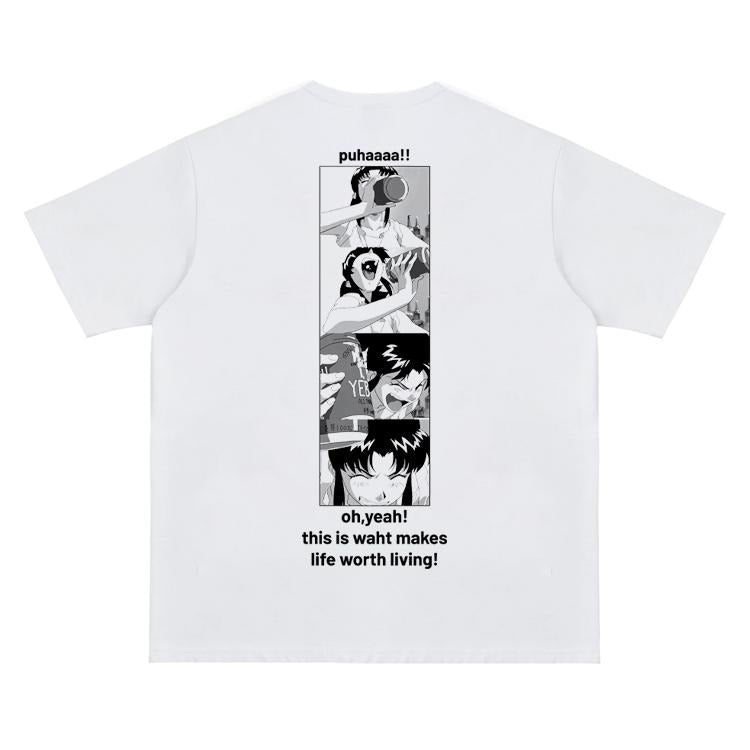 Eva "Misato Katsuragi" Vintage Oversized Tee Anime T-shirt 100% Cotton Original Design Men's Top Streetwear Casual...