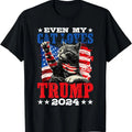 Even My Cat Loves Trump 2024 USA American Flag 4th July Cotton Full Size T-Shirts, Hoodie, Sweatshirt