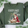 Every Knee Shall Bow Sweatshirt, Nativity Scene Sweater, Santa Claus Christmas Sweatshirt, Kneeling Santa Hoodie, Baby...
