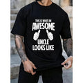 Everyday Casual, Awesome Uncle" Men's Casual Sports Tee - Navy Blue, 100% Cotton, Regular Fit with Thumbs-Up Graphic,...