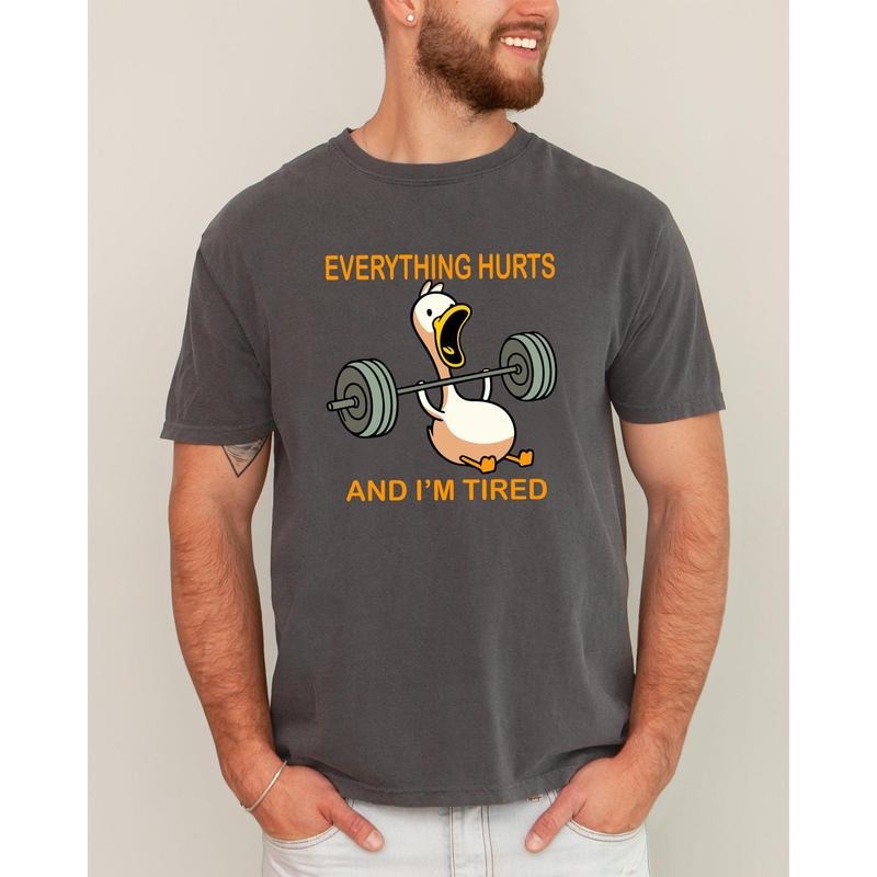 Everything Hurts and I'm Tired, Funny Duck, Gym Life, Exercise, Lifting, Aesthetic, Meme, Trendy Shirt, Women's Comfort...