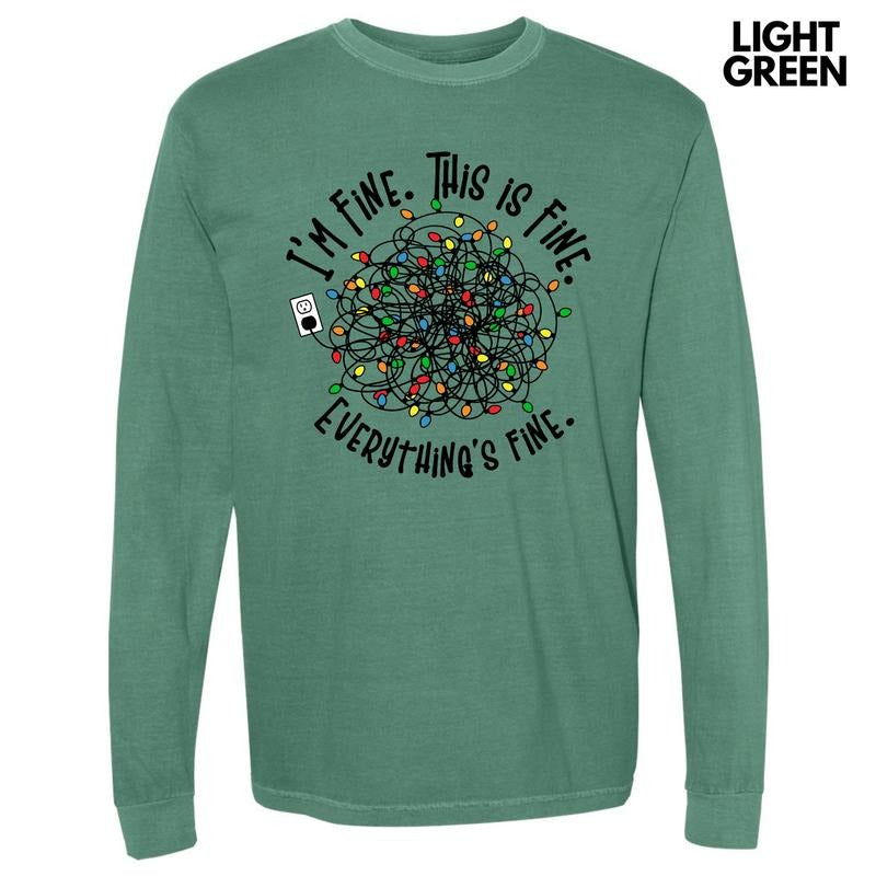Everything's Fine Lights Long Sleeve Comfort Colors T-Shirt 'NLB' Hoodie, Sweatshirt | GrindPrints.com