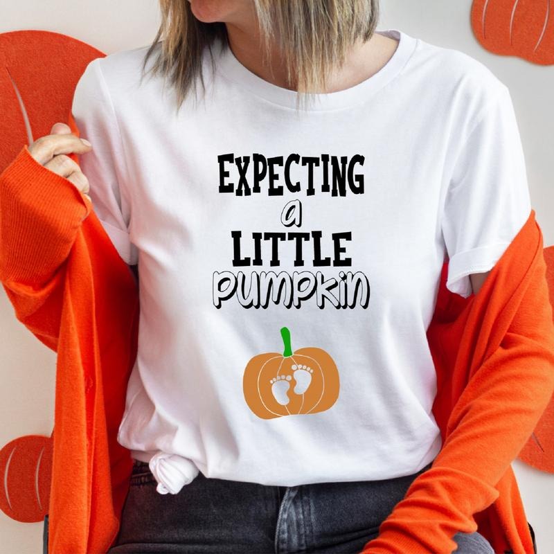 Expecting A Little Pumpkin T-Shirt, Halloween Pregnancy Announcement Shirt, Autumn Maternity Gift Tee, Thanksgiving Baby...
