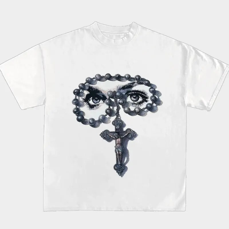 Eye The Cross Retro T Shirt Gothic Harajuku Graphic Goth Y2k Clothing Hoodie, Sweatshirt | GrindPrints.com