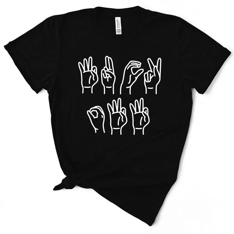 F Off Sign Language TShirt Black Short Sleeve Casual Top for Women Hoodie, Sweatshirt | GrindPrints.com
