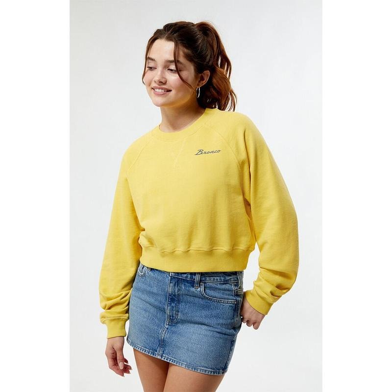 FORD Women's Bronco Vintage Cropped Raglan Crew Neck Sweatshirt T-Shirts, Hoodie | GrindPrints.com
