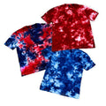 FREEDOM Red White Blue Hand Dyed Tie Dye T-Shirt Casual 100% Cotton True to Size Summer Casual Short Sleeve Crew Neck