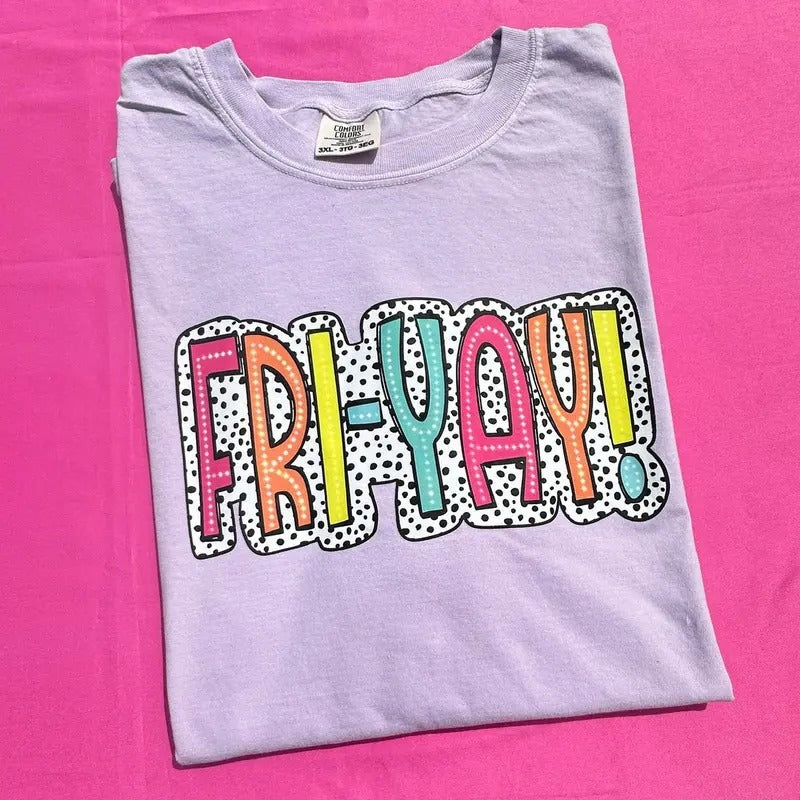 FRI-YAY Neon Spotted Comfort Colors T-Shirt Hoodie, Sweatshirt | GrindPrints.com