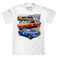 Faded Ford Mustang 65 Racecar T-Shirt - White Hoodie, Sweatshirt | GrindPrints.com
