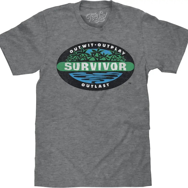 Faded Survivor TV Show Logo T-Shirt - Graphite Heather Hoodie, Sweatshirt | GrindPrints.com