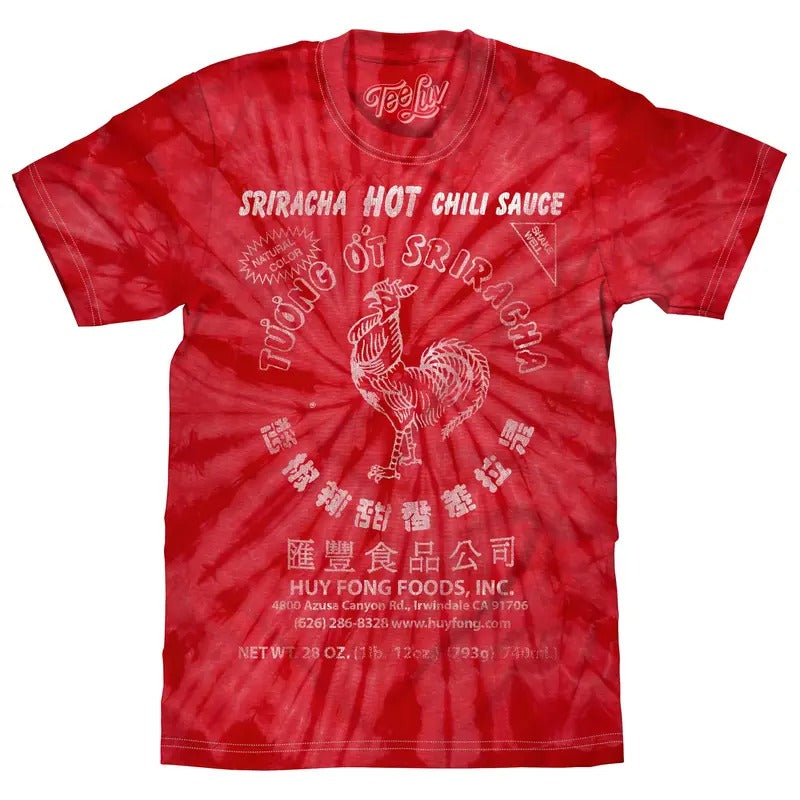 Faded Tuong Ot Sriracha Tie Dye T-Shirt - Spider Red Hoodie, Sweatshirt | GrindPrints.com