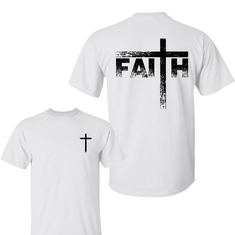 Faith 2 Sided Shirt Jessus Regular Fit Casual Short Sleeve Crew Neck Summer Top Daily Menswear T-Shirts, Hoodie, Sweatshirt