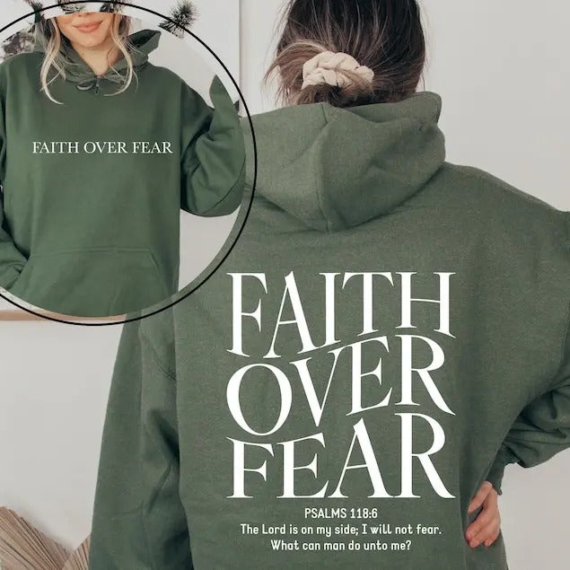 Faith Over Fear Christian Hoodie, Christian Sweatshirt, Jesus Apparel Christian Sweatshirt Aesthetic Hoodie Aesthetic...