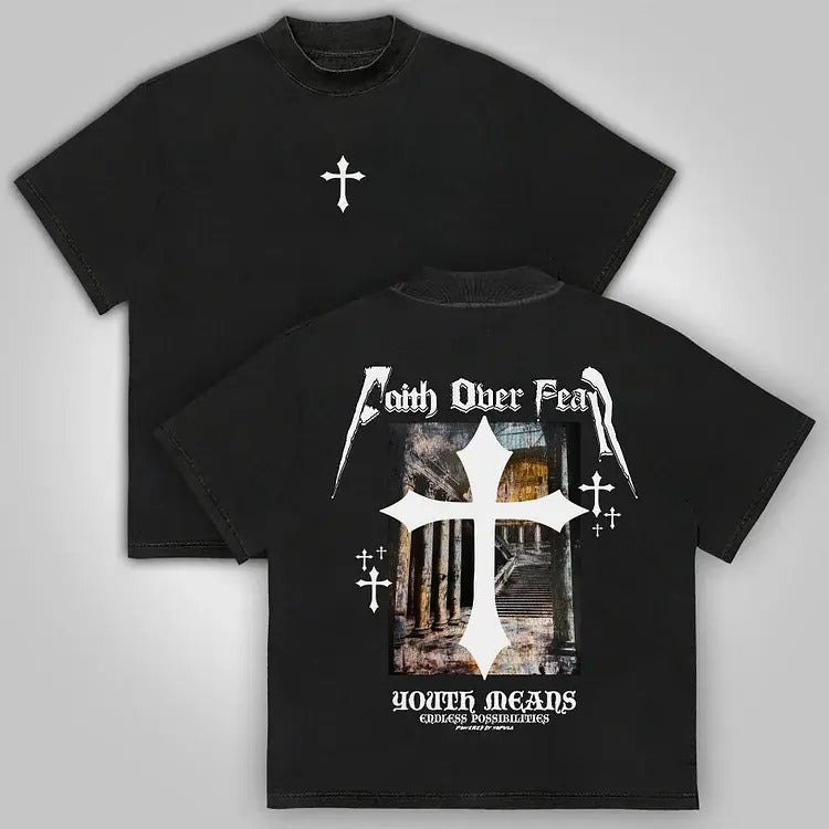Faith Over Fear Oil Painting Print Cotton T-Shirt graphic  tee mens  clothing Hoodie, Sweatshirt | GrindPrints.com