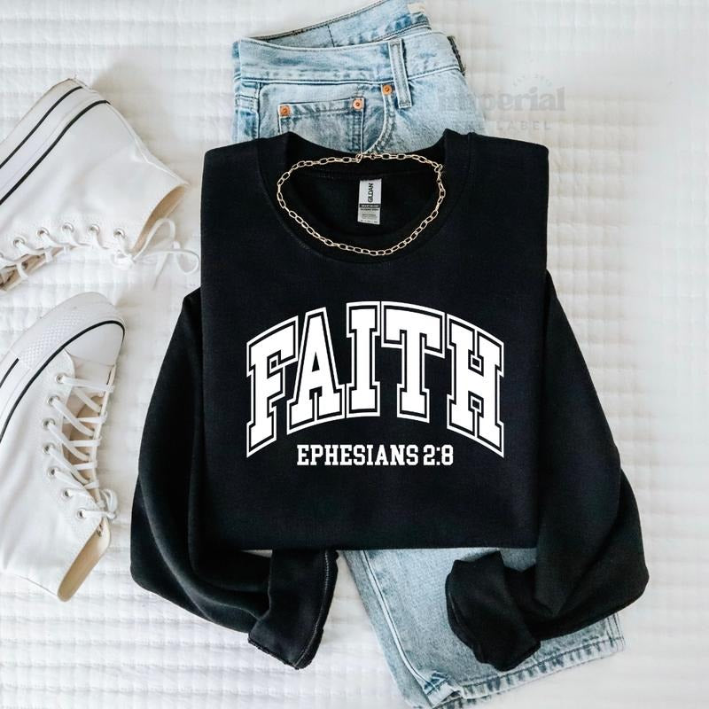 Faith Sweatshirt, Christian Graphic Sweatshirt, Inspirational Quote Pullover, Religious Apparel, Bible Verse Sweatshirt,...