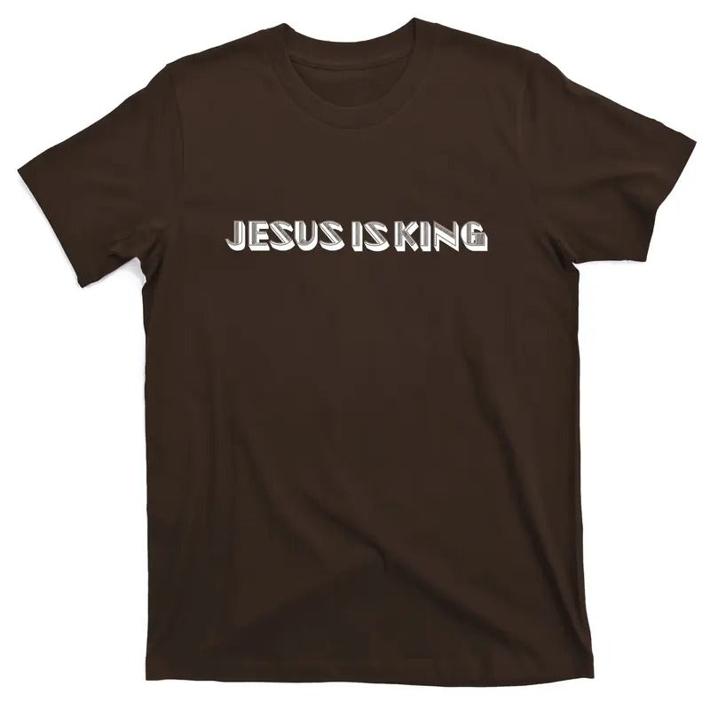 Faithful Men's Minimalist T-Shirt with Embossed Jesus Is King Christian Catholic Design Hoodie, Sweatshirt | GrindPrints.com