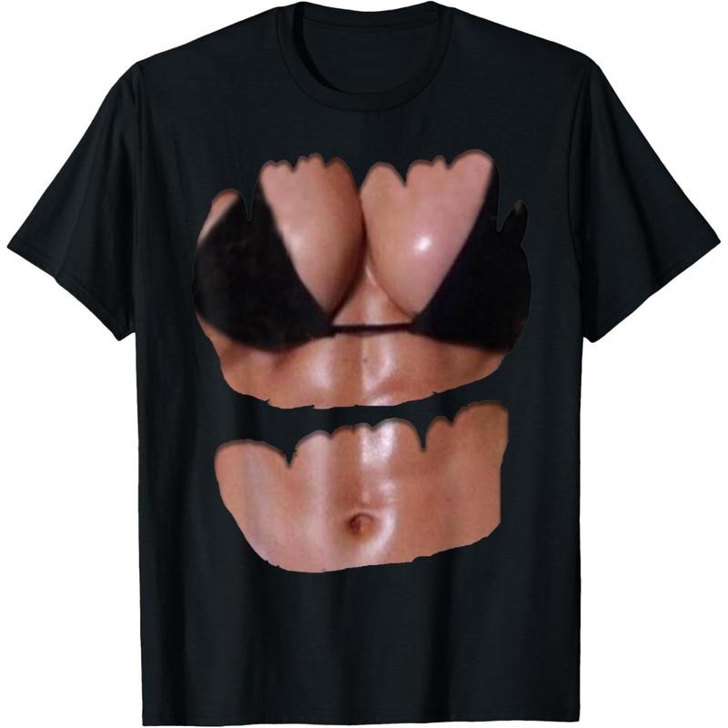 Fake Abs T Shirt Funny Bikini Body Muscle Six Pack 3D T-Shirt made in usa Hoodie, Sweatshirt | GrindPrints.com