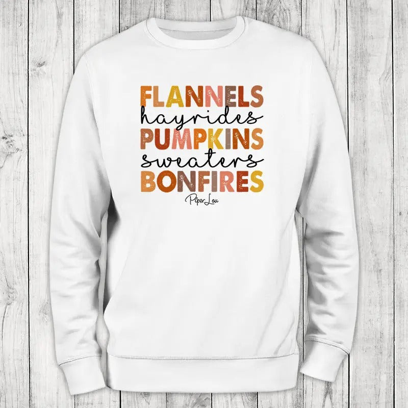 Fall | Flannels Hayrides Pumpkins Sweatshirt Classic Womenswear T-Shirts, Hoodie | GrindPrints.com