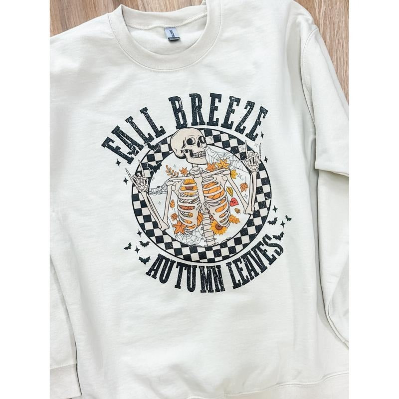 Fall Breeze Skeleton Graphic Top T-Shirts, Hoodie, Sweatshirt | GrindPrints.com