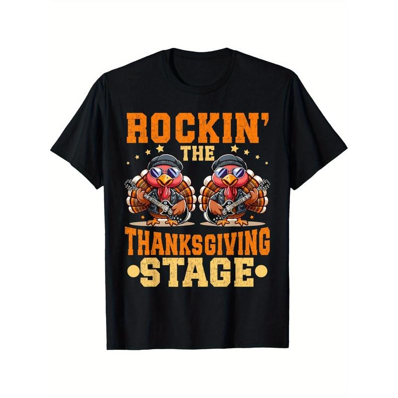 Fall Gobble Wobble Turkey Day Rockin' The Thanksgiving Stage T-Shirt T-Shirt 220g 10000 Links made in usa Hoodie, Sweatshirt