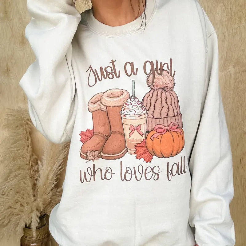 Fall Just a Girl Graphic Top T-Shirts, Hoodie, Sweatshirt | GrindPrints.com