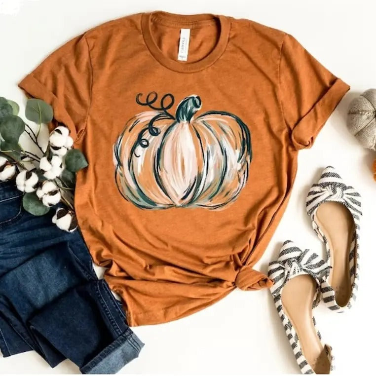Fall Pumpkin Shirt, Cute Fall Shirt, Thanksgiving Tshirt, Graphic Tee for women, Pumpkin Spice Tee, Teacher Fall Shirt,...