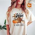 Fall Tshirt, Fall For Jesus He Never Leaves Shirt, Fall For Jesus Shirt, Jesus Shirt, Autumn Tshirt, Thanksgiving Tshirt...