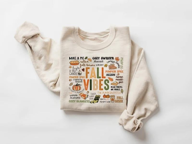 Fall Vibes Sweatshirt, Autumn T-Shirt, Pumpkin Shirt, Thanksgiving Hoodie | GrindPrints.com
