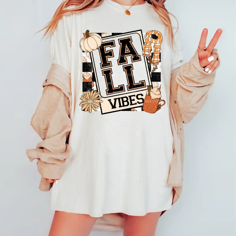 Fall Vibes T-Shirt, Autumn Shirt, Cute Fall T-Shirt, Halloween Shirts, Spooky Season Shirt - Unisex And Inclusive -...