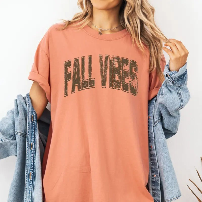 Fall Vibesc Custom colors tee shirt Casual Hoodie, Sweatshirt | GrindPrints.com