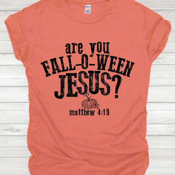Fall-o-ween Jesus Men's Sublimation Print T-shirt Hoodie, Sweatshirt | GrindPrints.com