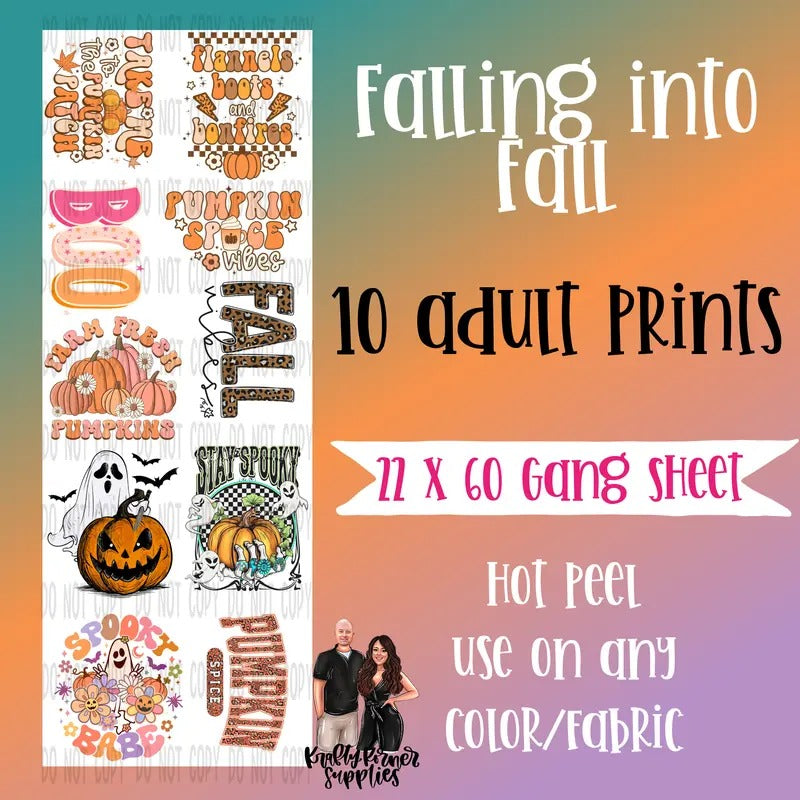 Falling Into Fall DTF Transfer Gang Sheet, 22 x 60 T-Shirts, Hoodie, Sweatshirt | GrindPrints.com