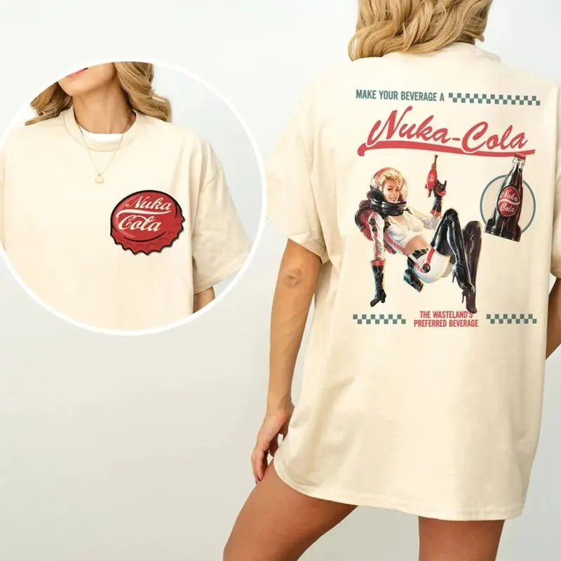 Fallout Retro Nuka Cola Bottle Cap Vintage Ad Back Video Game Shirt Fall Out Vault Tec Memorabilia Him Her Short Sleeve Shirt T-Shirts, Hoodie, Sweatshirt