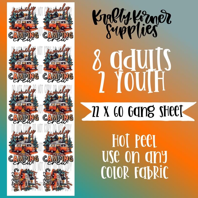 Family Camping Crew BULK DTF Transfer Gang Sheet, 22 x 60 T-Shirts, Hoodie, Sweatshirt | GrindPrints.com