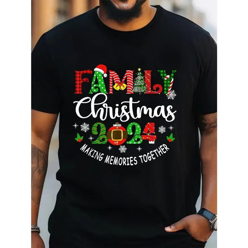 Family 2024 Casual Cotton Couple Matching Crew Neck Top Slight Stretch Knit Fabric Regular Fit Summer Weekend Casual Festive Pattern Made USA T-Shirts, Hoodie, Sweatshirt