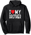 Family Sibling I Love My Brother Heart Hoodie | Unisex Hooded Sweatshirt T-Shirts | GrindPrints.com