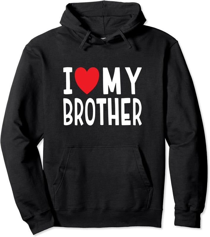 Family Sibling I Love My Brother Heart Hoodie | Unisex Hooded Sweatshirt T-Shirts | GrindPrints.com