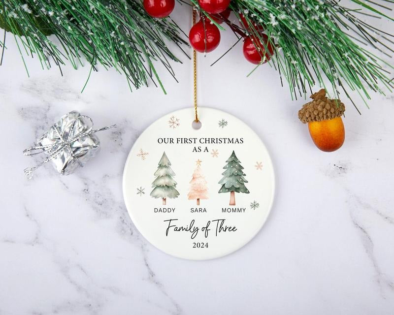 Family Three Ornament Personalized Baby'S First Ornament First As Family T-Shirts, Hoodie, Sweatshirt