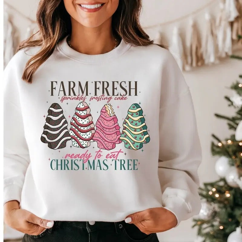 Farm Fresh Cakes Glitter Fleece Crewneck Sweatshirt T-Shirts, Hoodie | GrindPrints.com