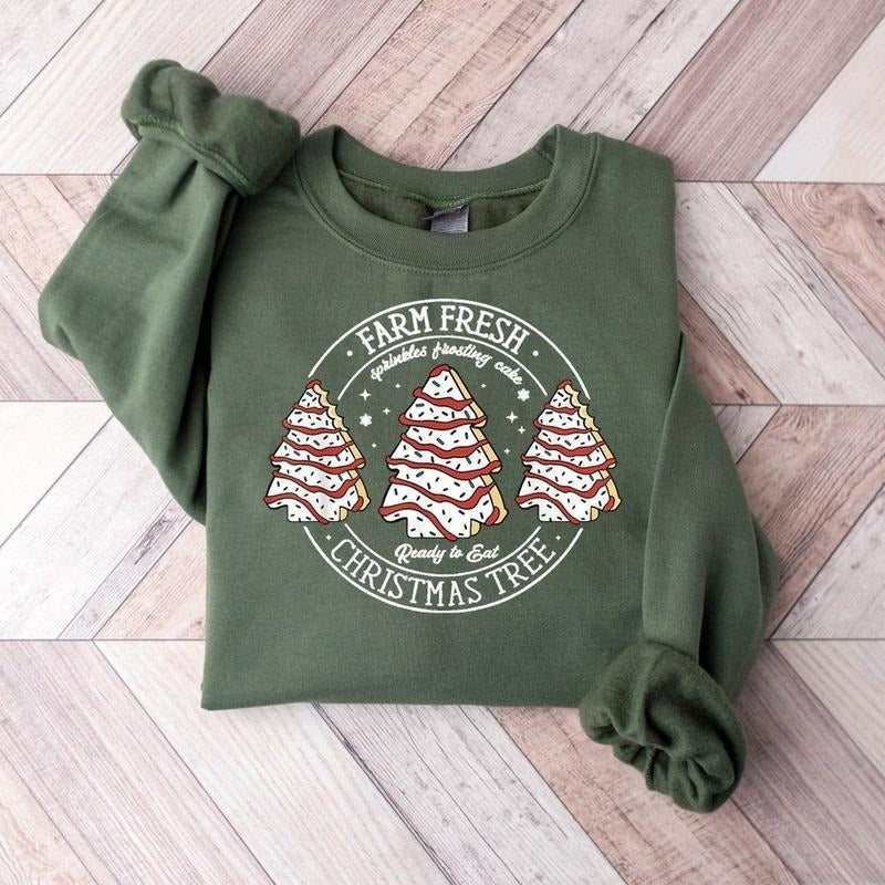 Farm Fresh Christmas Tree Cakes Shirt,Christmas Cake Sweatshirt,Christmas Tree Farm Shirt,Funny Christmas...