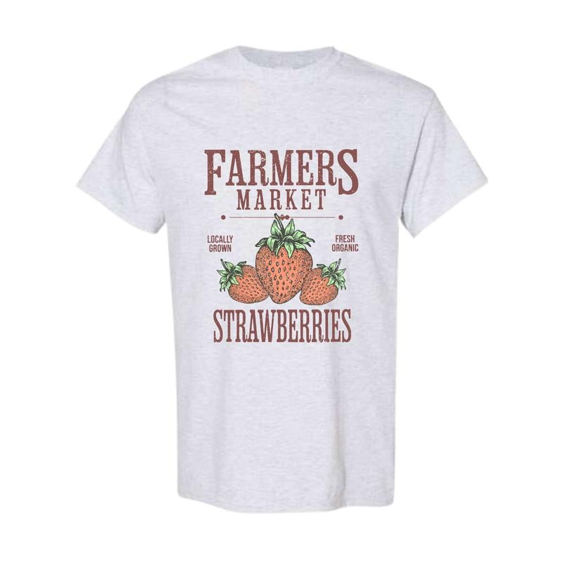 Farmers Market Strawberry T Shirt, Strawberry Lover Gift, Full Color, Full Size Hoodie, Sweatshirt | GrindPrints.com