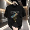 Fashion sneakers graphic t-shirt, big gold chain print, unisex, men's short sleeve round neck street style t-shirt summer...