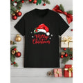 Fashionable Casual Christmas Santa Hat & Letter Print Style Crew Neck T-Shirt For Men Made In USA Hoodie, Sweatshirt